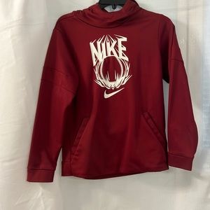 Nike pullover dri-fit hooded. Maroon color.  Ribbed bottom and sleeve